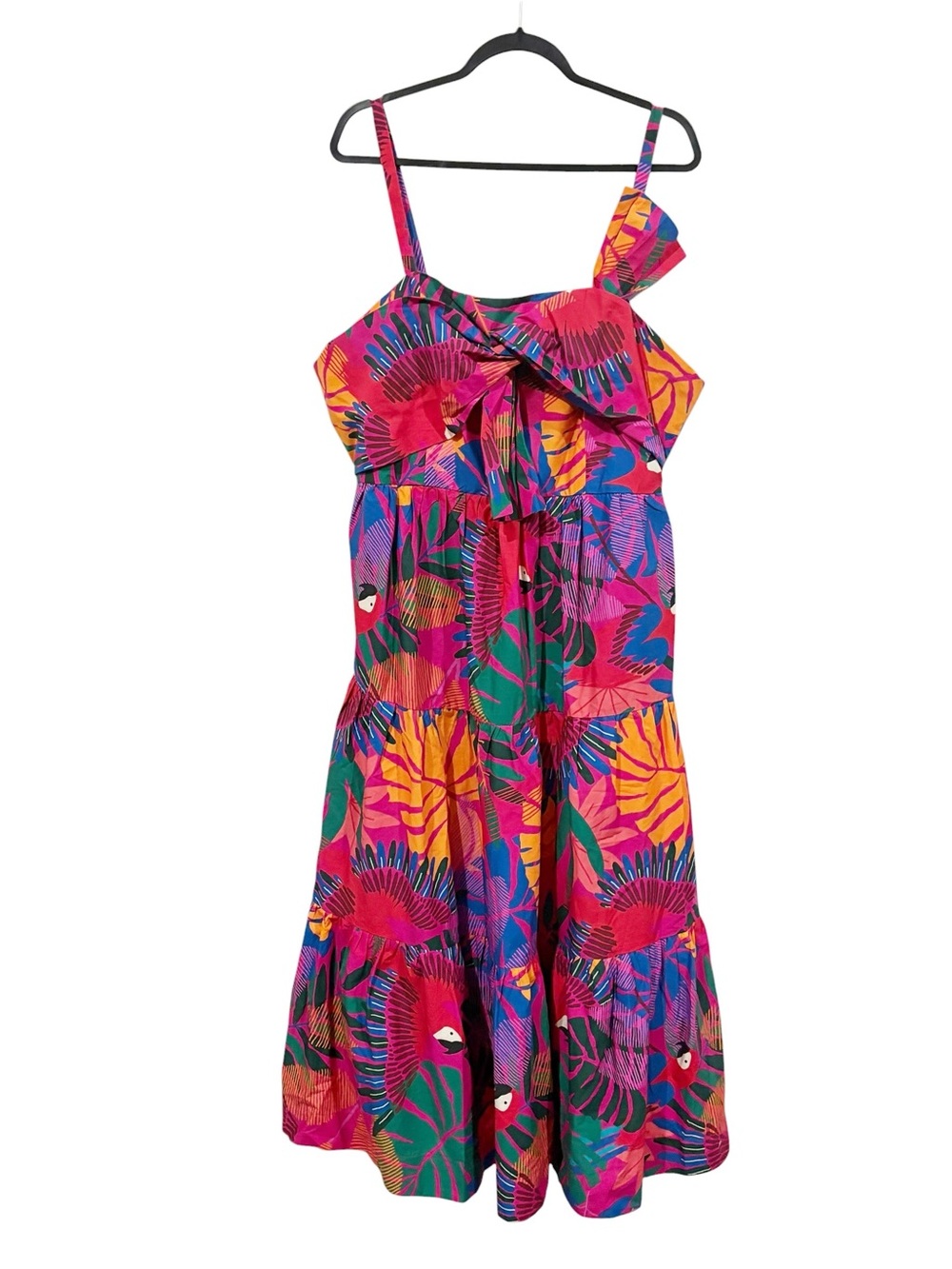Anthropologie Farm Rio Macaw Bow Maxi Dress Tropical Print Sundress Plus Size XL - Picture 4 of 6